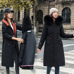 Women's Long Two-way Cotton-padded Clothes